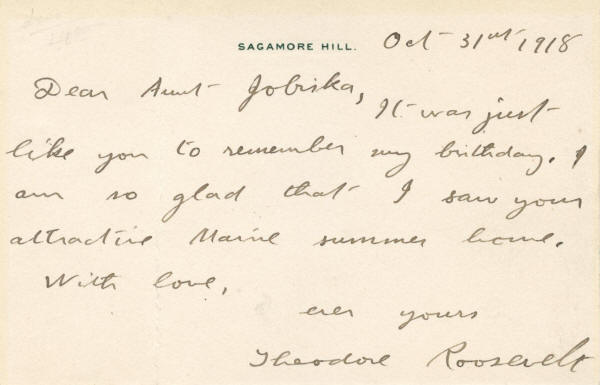 theodore roosevelt letters
