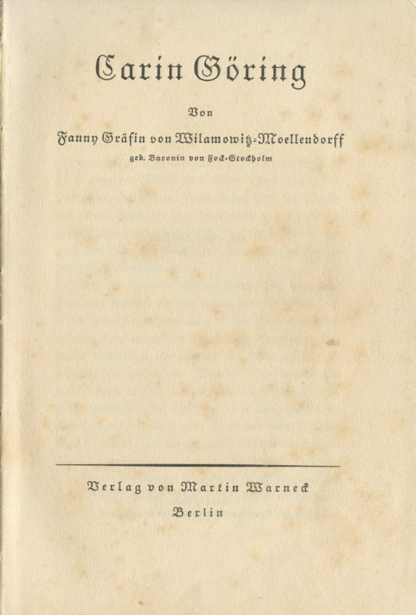 Autograph - 1105501 - Biography of Carin Goering with WWII-dated ...